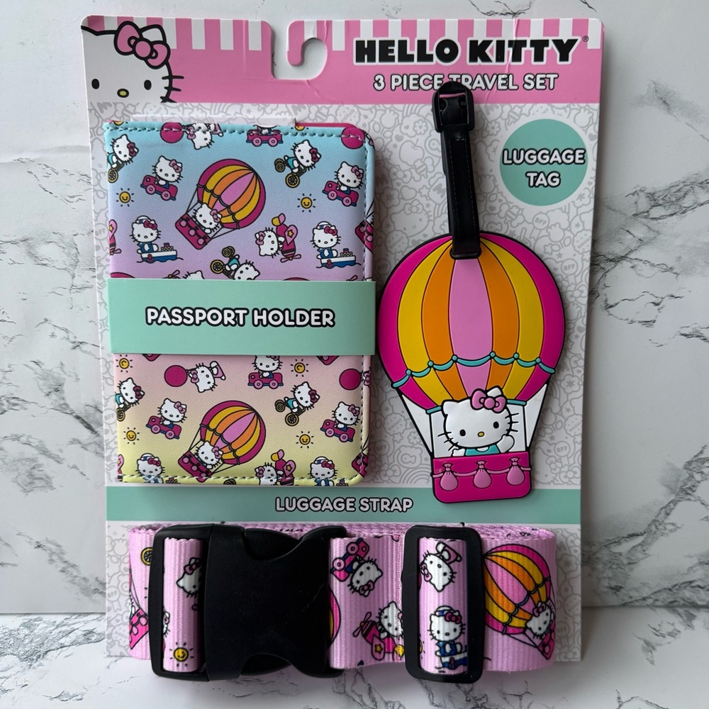 Sanrio Hello Kitty Passport Holder, Luggage Tag, Luggage Strap Gift Travel Set